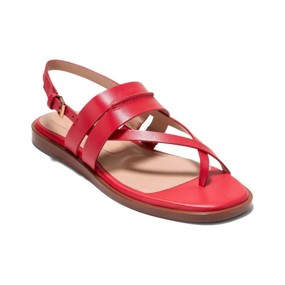 Cole Haan Go-To Estella Flat Leather Thong Sandal, Red